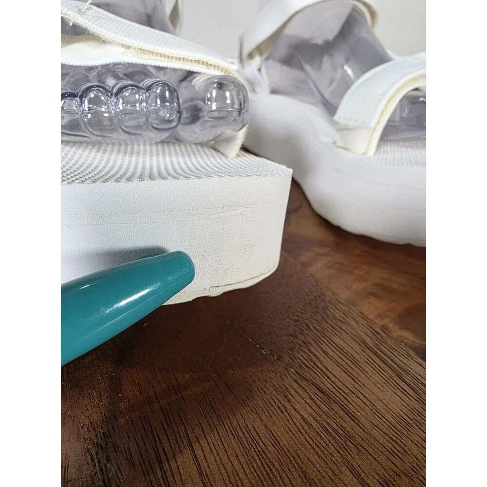 Teva Flatform Universal White Chunky Platform Sandals Size 8